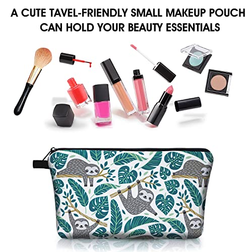 Sibba Kosmetiktasche aus Segeltuch Handtasche Mini-Tasche Reißverschluss Federmäppchen Kulturbeutel Organizer Aufbewahrung Schönheit Make-up Reisezubehör für Mädchen Faultier-Muster