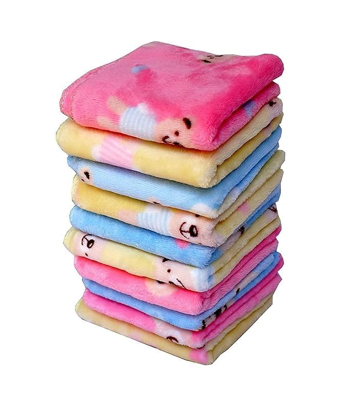 Unisex Soft Fluffy Thick Cotton Print Face Towel/Handkerchief, Print/Color May Be Vary/Different (10X10 Inches) (Pack Of-image-31
