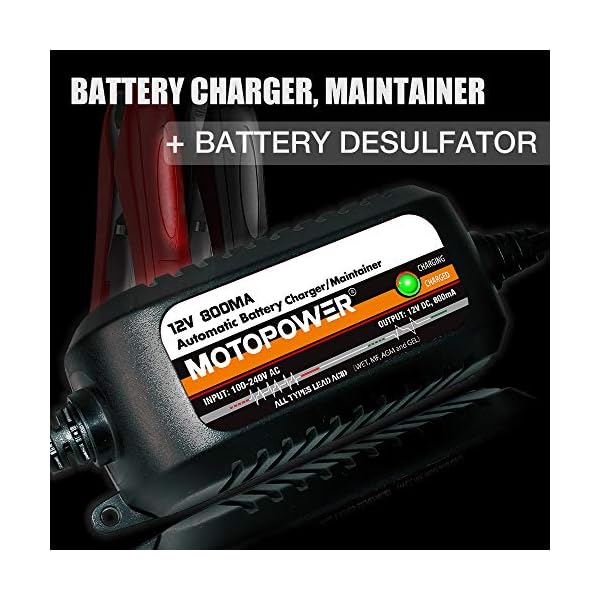 MOTOPOWER MP00205C 12V 800mA Cargador/mantenedor de baterías moto Completamente automático - Imagen 3
