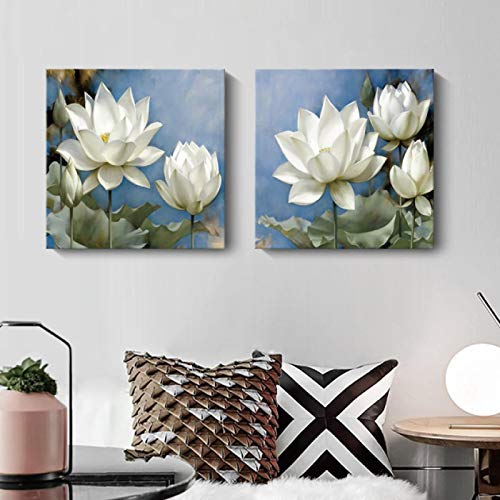 Fleurs de lotus blanches en affiche moderne pour illuminer un salon
