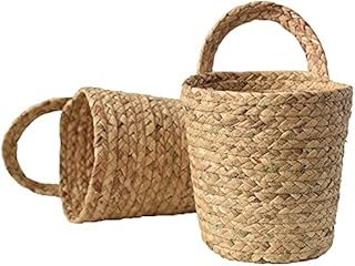 BSLVWG Seagrass Woven Storage Baskets Set of 2,Hand Woven Basket Indoor Outdoor Storage Flower Cover Containers for Modern Home Decor Storage,Hanging Baskets Organizer,Garden Plant Baskets (Brown)