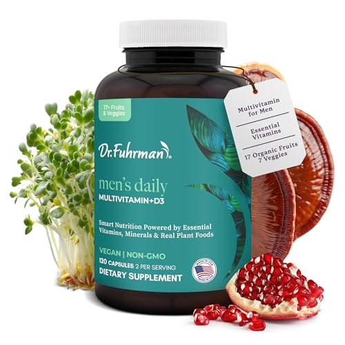 Dr. Fuhrman 2 Month Supply Multivitamin for Men + D3 Vitamin for Immune Support | Vegan Formula Womens Multivitamin with B12 & Zinc | Whole Food multivitamin with 17 Fruits & Veggies