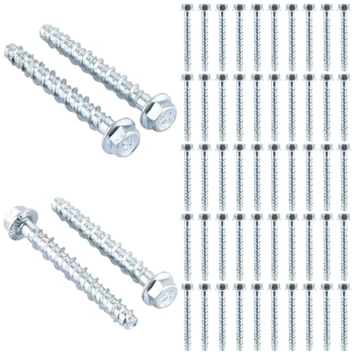 DAJAVE Tornillos de hormigón cabeza hexagonal M8 x 100/M6x50/M8x60/M6x60/M6x60 tornillos para hormigón sin tacos, tornillo de hormigón galvanizado con arandela para mampostería, hormigón, arquitectura