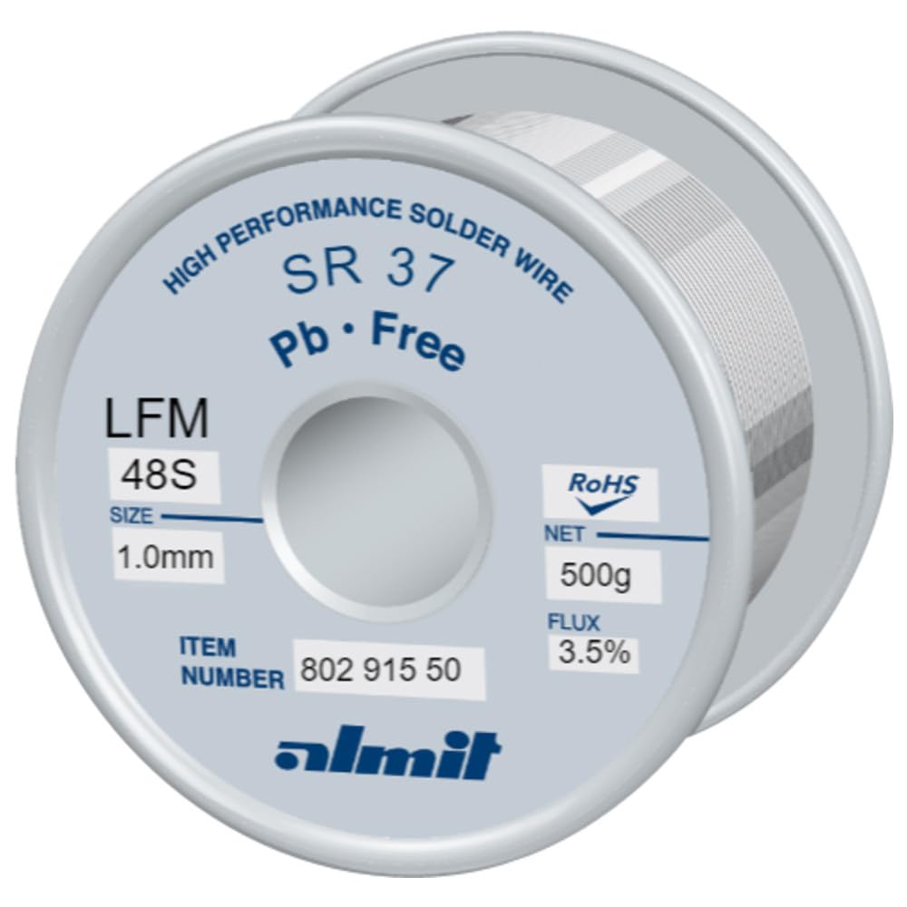 Almit Drut lutowniczy bezołowiowy, SR37 LFM-48 S, 1,0 mm, 500 g
