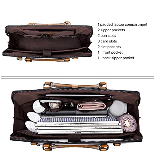 CLUCI Leather Briefcase for Women 15.6 Inch Laptop Business Vintage Slim Ladies Shoulder Bag4