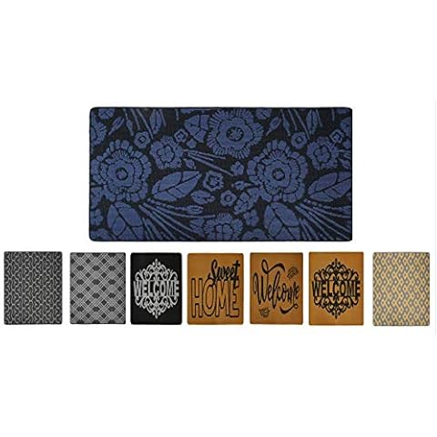 Feishibang Indoor Doormat Rubber Backing Non-slip Door Mat Absorbent Resist Dirt Entrance Front Door Area Rug Machine Washable Low-Profile Modern Lifestyle Carpet (17"×30", Mandala Blue) Cover