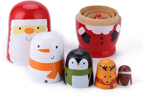 Miniatura 7 de Muñecas rusas Matryoshka Muñeco de nieve de dibujos animados Juguetes de madera Muñeca de anidación Artesanía Niños Regalos Caja de Dulces