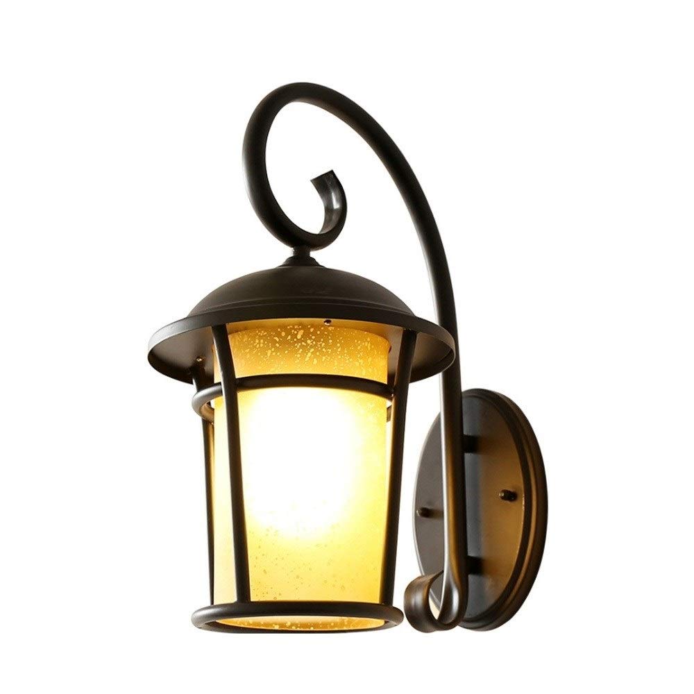 noxozoqm Outdoor Wall Light Lantern Black Metal Glass in Classic Style for E27 Vintage Lantern Exterior IP44 Waterproof Wall Sconce