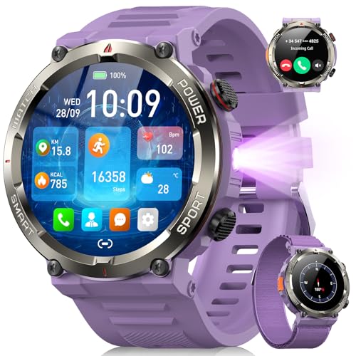 Blackview Męski smartwatch, inteligentny zegarek fitness z połączeniami Bluetooth, 1,91" GPS, wojskowy smartwatch, 115 trybów sportowych, monitor tętna, SpO2, latarka, komuksla dla systemu Android iOS