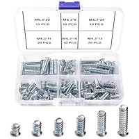 VooGenzek 80 Stücke M6.3 mm Euro Schrauben Sortiment, Möbelschrauben, Senkkopf mit Kreuzschlitz Schrauben, für Küchenschränke und Scharniere