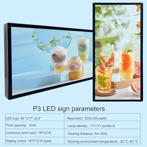 Image of P3 Programmable Scrolling Custom Led Sign Outdoor Digital For Business Display Screen WiFi Control Electronic Message Board Store Advertising Ticker Word Light Bar Open Pixel Panel 40 inchx18'