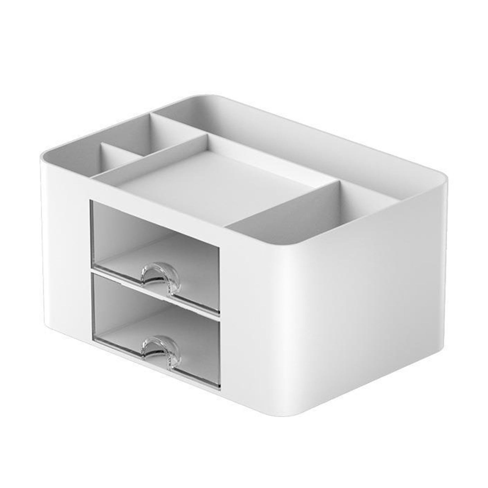 CRFFZ Large Capacity Desktop Organiser Pen Storage Box with 2 Drawer and 5 Compartments for Pen Marker School Supplies ABS Desktop Organiser