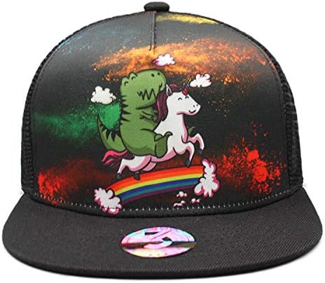 Unicorns Flat Bill Snapbacks Mesh Baseball Caps Trucker Hat