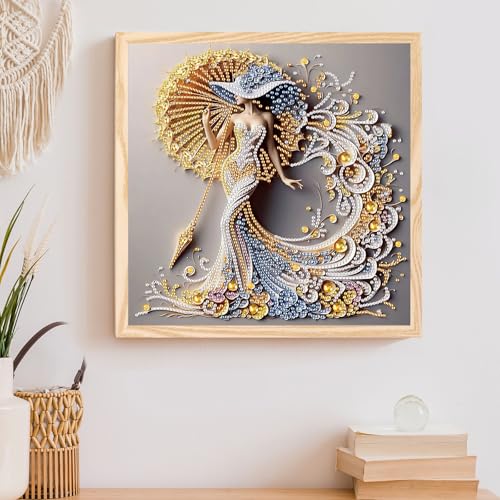 Image of AiYuanzsh 5D Special Shaped Diamond Painting Kit - Charming Goddess Design, Unique Crystal Rhinestone Diamond Art Set for Beginners and Adults, Perfect for Home Wall Decor and Holiday Gifts