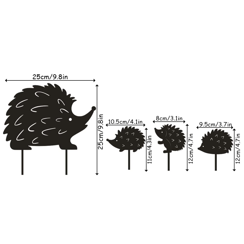 Kelamayi 4 PCS Hedgehog Yard Art Garden Metal Statue Decor,Black Hollow Out Hedgehog Family Silhouette Sets for Farmhouse Pathway Lawn - Image 2