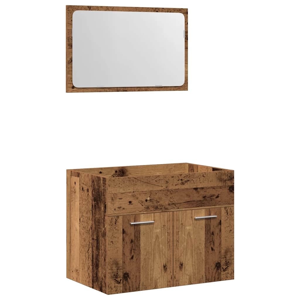 Juego de Muebles de Baño Madera Antigua Madera 2 Piezas