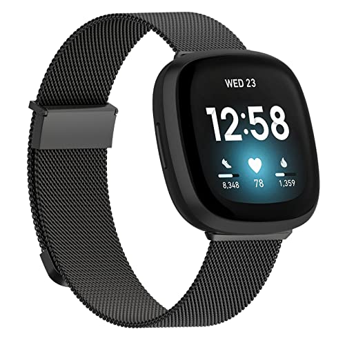 Tuocal Correa de metal compatible con Fitbit Versa 3 / Fitbit Sense para mujeres y hombres, correa de repuesto magnética de acero inoxidable ajustable para Fitbit versa 3 Cover