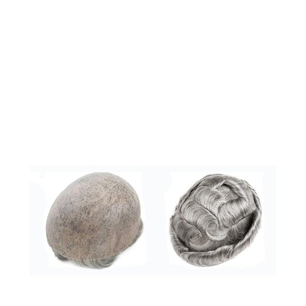 Włosy Męskie Peruka bez węzłów dla mężczyzn 0,1-0,12 Pełna podstawa skóry Trwała męska proteza włosowa z ludzkich włosów Codzienne peruki(7x10)