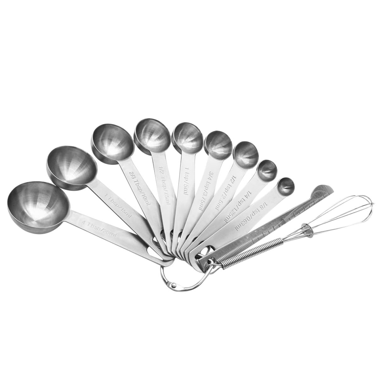 Juego de Cucharas Medidoras Convenientes para Almacenar y Transportar 11 Piezas Redondas de Acero Inoxidable Plateadas para Utensilios de Cocina