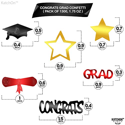 Image of Graduation Decorations 2026, Shiny Congrats Grad Confetti 2026 - Pack of 1300 | Black, Red and Gold Graduation Confetti Class of 2026, | Class of 2026 Decorations, KatchOn