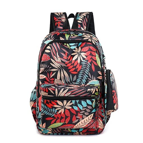 Mochila para ordenador portátil con estampado de hojas YIXIN para mujer