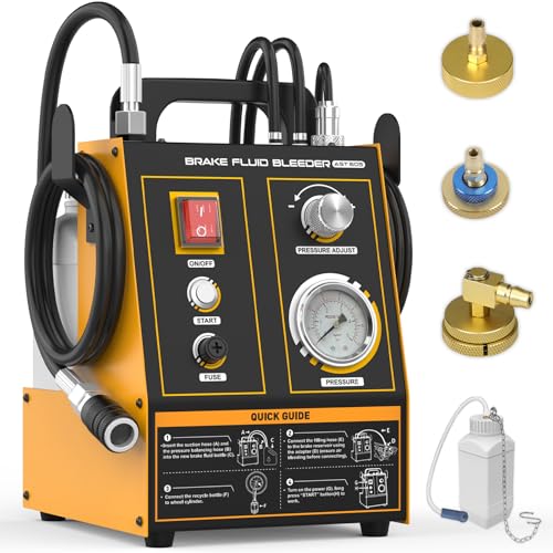 OURANTOOLS Bremsenentlüftergerät Auto Bremsenentlüftungsgerät Elektrisch - AST605 220V Bremsflüssigkeits-wechselgerät Kfz Bremsflüssigkeit Entlüfter mit 3 Adapters für alle Fahrzeuge