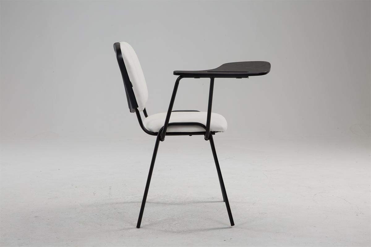 CLP Chaise Visiteur Ken Similicuir et Tablette Rabattable I Chaise Salle de Conférence Stable Confortable Dossier et Assise Rembourrés I Couleur, Couleur:Blanc