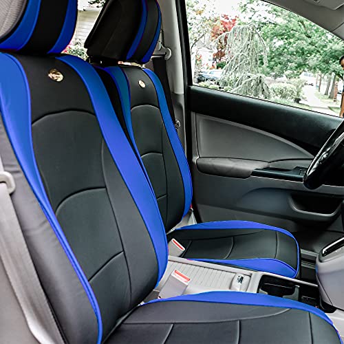 Image of FH Group Front Set Faux Leather Car Seat Cushions, - 2 Pack Seat Covers for Cars Trucks SUV, Waterproof, Universal Fit Seat protector, Blue