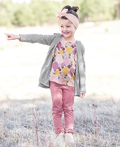 RuffleButts® Baby/Toddler Girls Chunky Knit Long Open Style Cardigan2