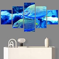 SIGNWIN 5 Panel Canvas Wall Art Group Jellyfish Marine Life Multicolor Photography Realism Tropical Ultra Whimsical for Home Decorations Ready to Hang - 60