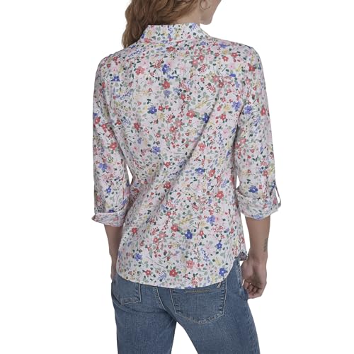 Image of Nautica Women's Button Front Long Sleeve Roll Tab Shirt