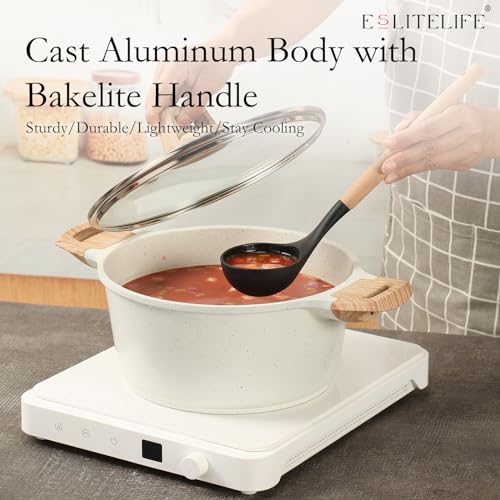 ESLITE-LIFE-Nonstick-Stock-Pot-with-Lid-5-Quart-Granite-Casserole-Large-Soup-Pot-Pasta-Cooking-Pot-Induction-Compatible-PTFE-PFOA-Free-White ESLITE LIFE Nonstick Stock Pot with Lid 5 Quart Granite Casserole Large Soup Pot Pasta Cooking Pot Induction Compatible PTFE PFOA Free White