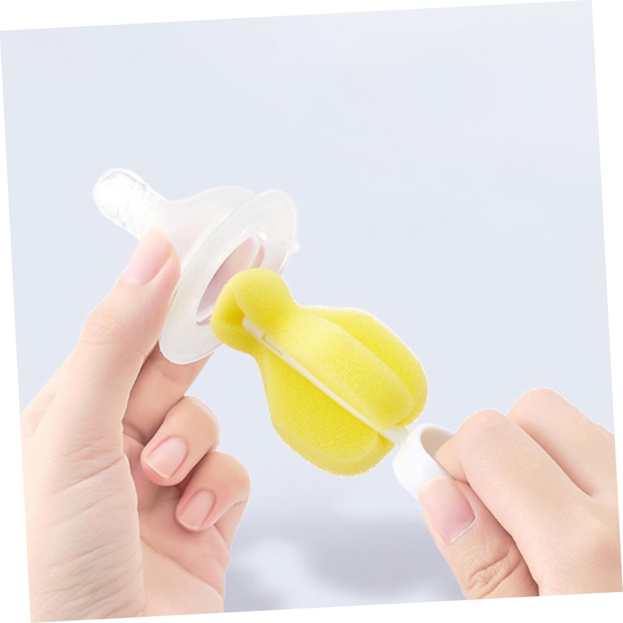 HEMOTON 5 Set Spazzolino Per La Pulizia Del Ciuccio Kit Stendibiberon Rack Di Asciugatura Tappetino Per Asciugare I Biberon Asciugatura Del Biberon Spugne Plastica Yellow 20 Pezzi*5