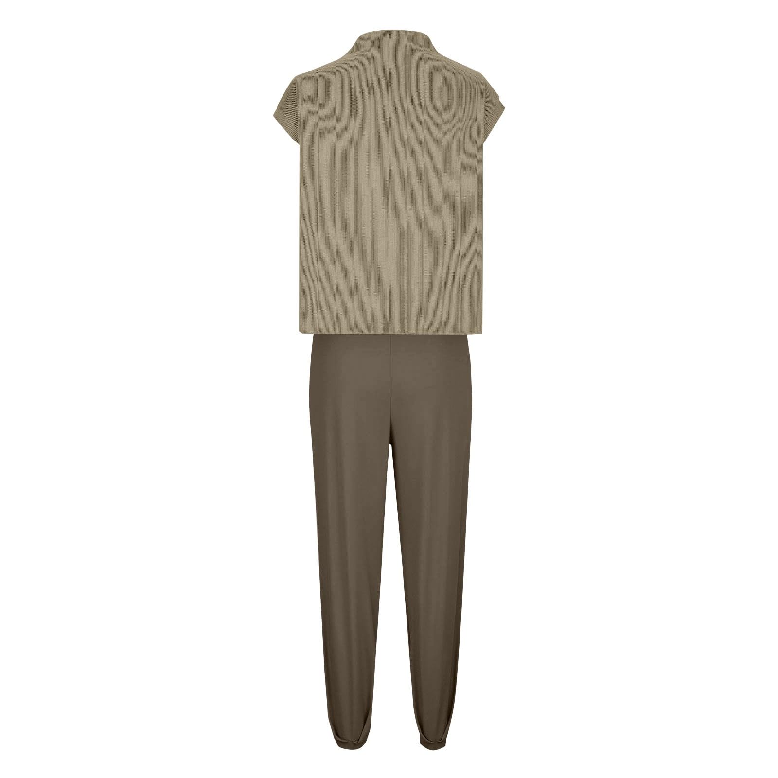 Ensemble de détente en tricot à manches courtes pour femme - 2 pièces