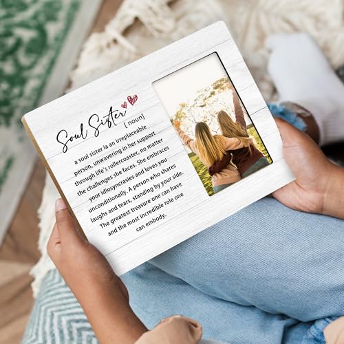 Soul-Sister-Gifts-8×10-Picture-Frame-Sisters-Gifts-from-Sister-Sister-Gift-Bestie-Gift-Friendship-Gifts-Idea-Wood-Photo-Frame-Display-Pictures-4×6-for-Table-Top-Display-and-Wall-Hanging Soul Sister Gifts 8×10 Picture Frame Sisters Gifts from Sister Sister Gift Bestie Gift Friendship Gifts Idea Wood Photo Frame Display Pictures 4×6 for Table Top Display and Wall Hanging