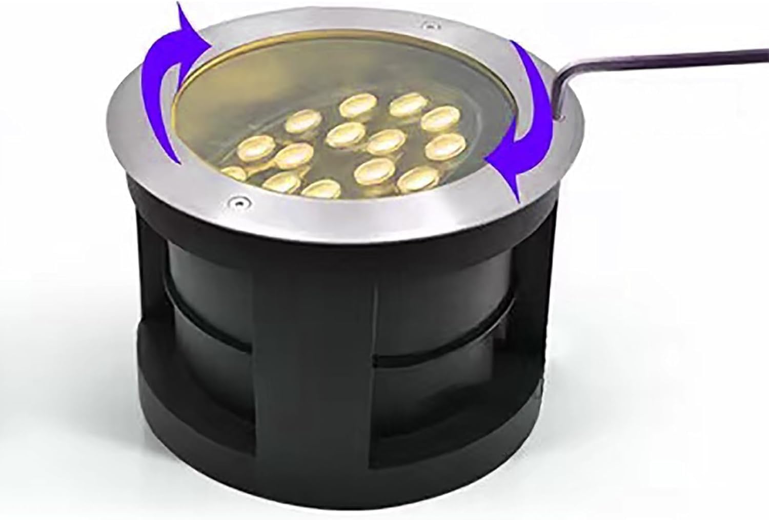 DARZYS Buried Light, Ground Lights Outdoor, Adjustable Angle Garden Courtyard Decorative Floor Lamp, Waterproof Round Recessed Polarized Spotlight(Green,18W)