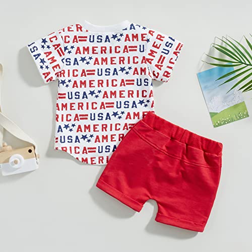 Pengnight 4Th Of July Baby Boy Outfit Letter Print T-Shirt Top American Flag Printed Shorts Set Independence Day Clothes #TOP6