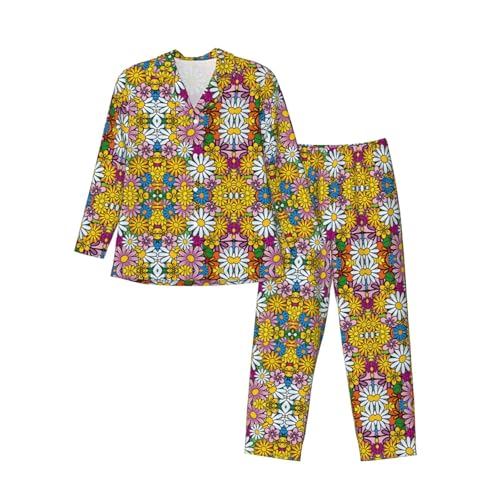 Pyjama homme motif fleurs mignonnes de dessin animé à boutons