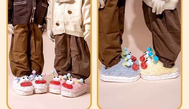 Cute Kawaii Multi Colored Big Lips Plush Fuzzy Soft Warm Fluffy House Slippers for Women Anti-Slip Rubber Sole Slides - Image 2