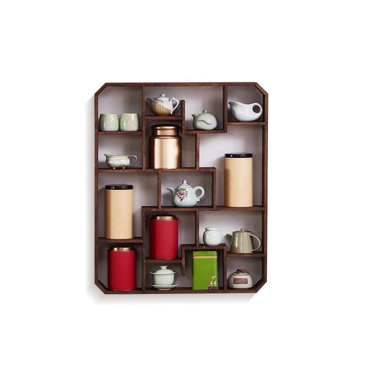 Étagères flottantes de style chinois en bois rustique pour déco murale salon et chambre