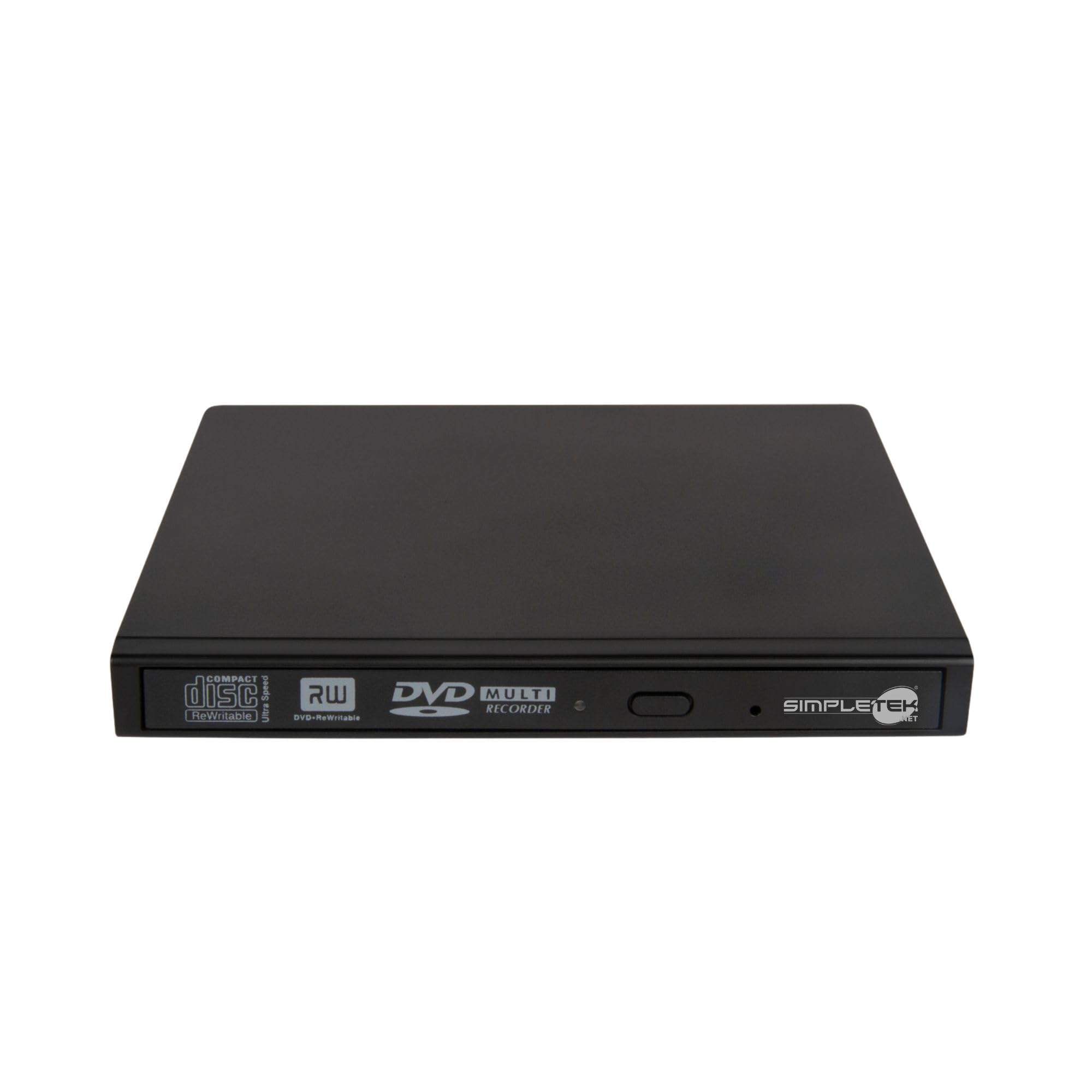 SIMPLETEK - Masterizzatore/Lettore DVD CD Esterno USB 2.0 - Portatile e Autoalimentato (XDVDSLIMK) | Cavi alimentazione e dati USB inclusi