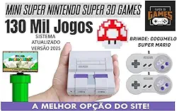 Mini Super Nintendo com 130 mil jogos 2 controles - Super 3D Games
