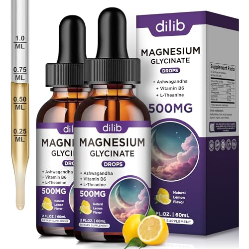 Magnesium Glycinate Supplement, Magnesium Liquid Drops with Magnesium Glycinate 500mg Vitamin B6,...