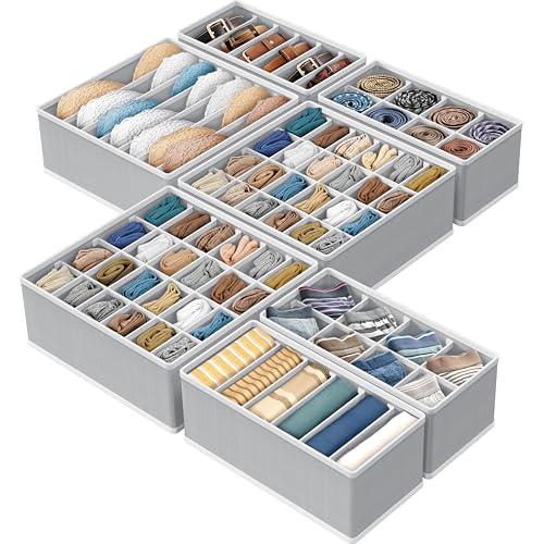 Image of Simple Houseware Closet Underwear Organizer Drawer Divider Assorted 7 Pieces, Gray