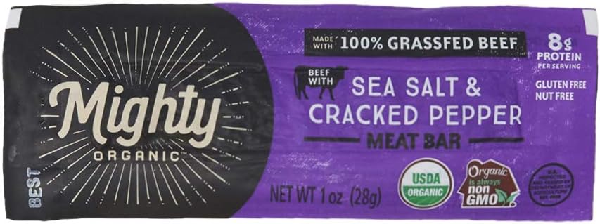 Mighty Organic, Organic 100% Grassfed Sea Salt and Cracked Pepper Beef Bar - 1 oz