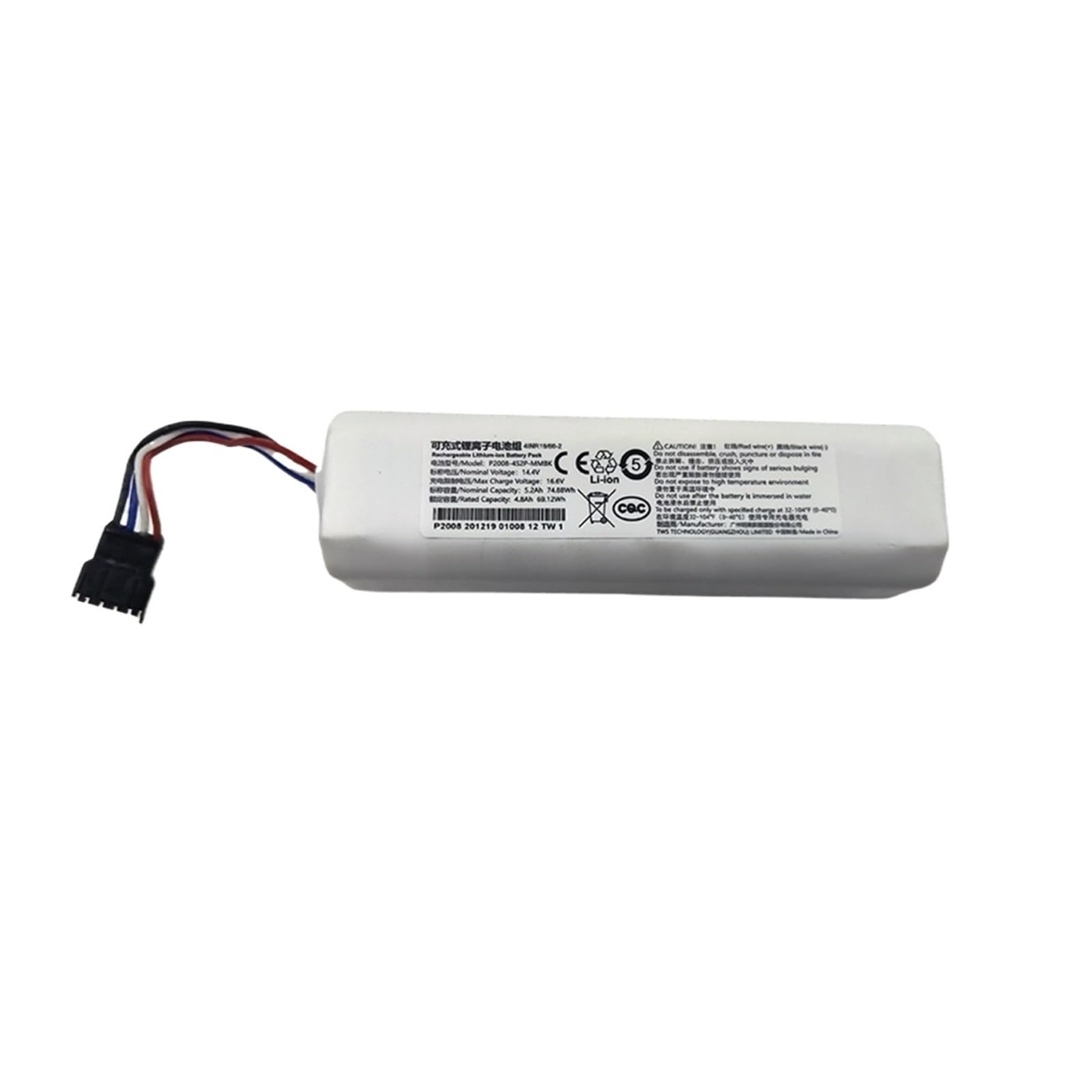 Batteria adatta per Dreame Robot aspirapolvere Mop D9 Max Pro L9 L10 Z10 5200mAh agli ioni di litio 4INR19/66-2 (Color : Dreame F9