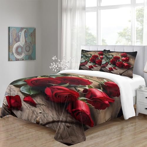 Linge de lit imprimé roses en microfibre douce avec fermeture éclair IOFEER - 5
