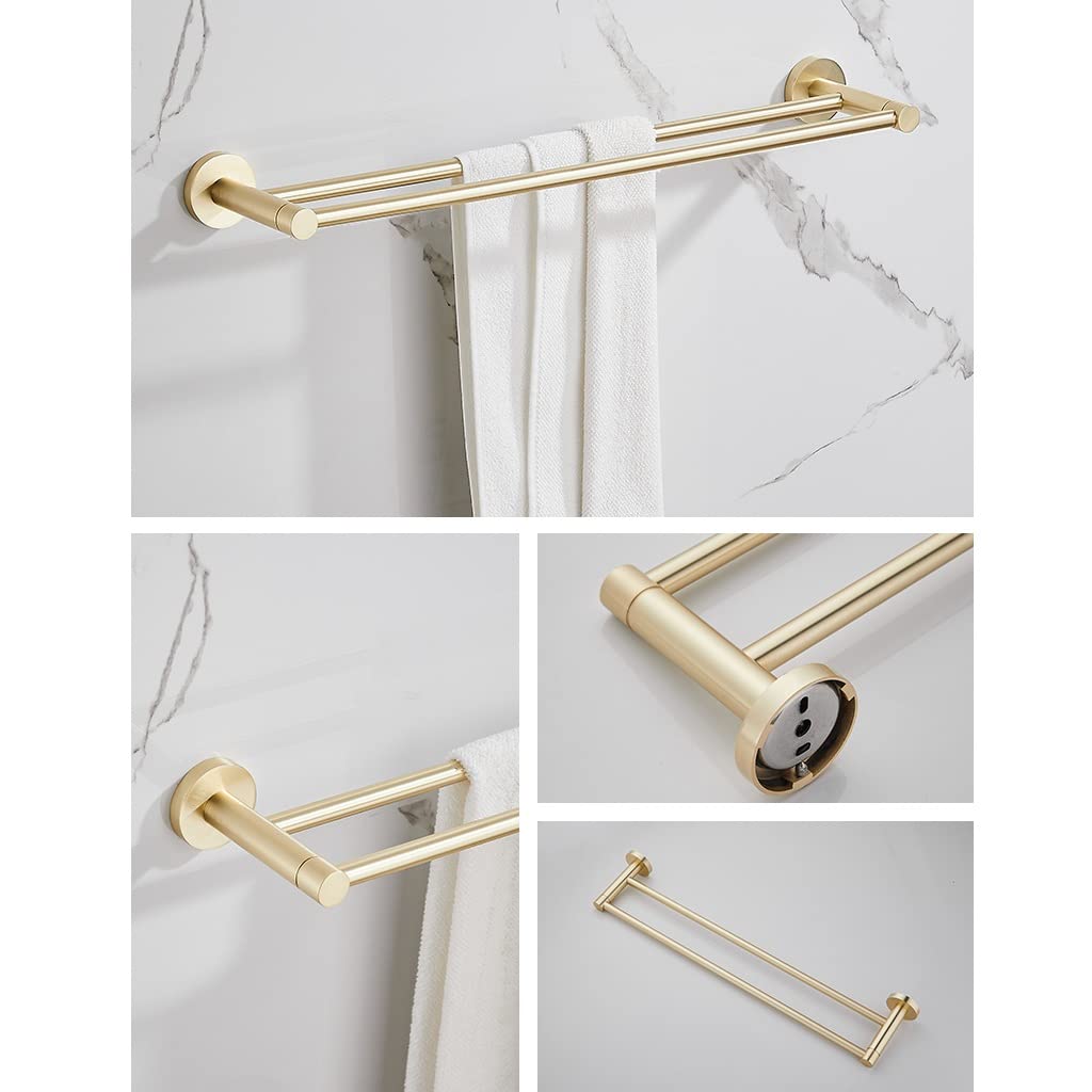 ISCBAFYX Toallero de Mano, Soporte para Toallas de baño, Barra de Toalla de Oro Cepillado, Barra de Toalla de Mano de latón montada en la Pared, Soporte para Toallas de baño, paños de Cocina,