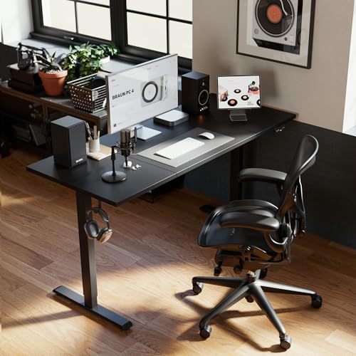 Image of Agilestic Electric Standing Desk, 63 x 24 Inches Height Adjustable Desk, Sit Stand up for Work Office Home, Ergonomic Rising Computer Table with Memory Preset, Black