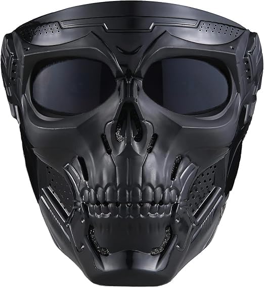 Máscara Airsoft de Cara Completa con Gafas HD, Máscara de Calavera y Esqueleto para Paintball, Ideal para Halloween, Cosplay, Juegos de Paintball,
